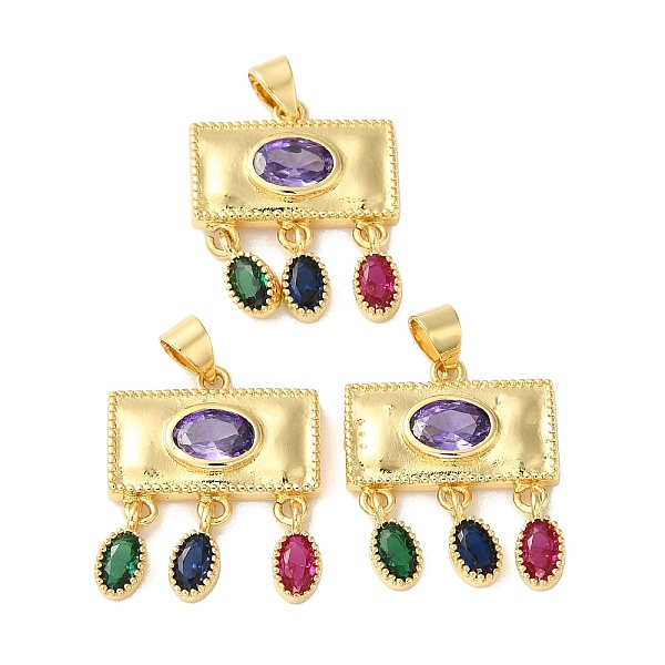 

PandaHall Rack Plating Brass Pave Cubic Zirconia Pendants, Lead Free & Cadmium Free, Real 18K Gold Plated, Long-Lasting Plated, Rectangle...