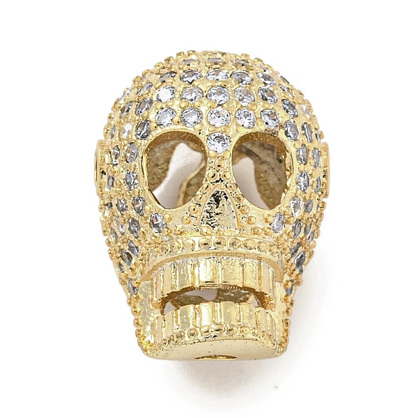 

PandaHall rass Micro Pave Clear Cubic Zirconia Beads, Skull, Real 18K Gold Plated, 16x12x11mm, Hole: 1.6mm Brass+Cubic Zirconia Skull Clear