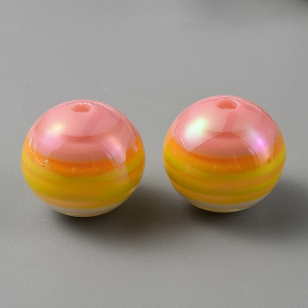 

PandaHall Opaque Stripe Acrylic Beads, Iridescent, Round, Dark Orange, 15.5x14mm, Hole: 2mm Acrylic Round