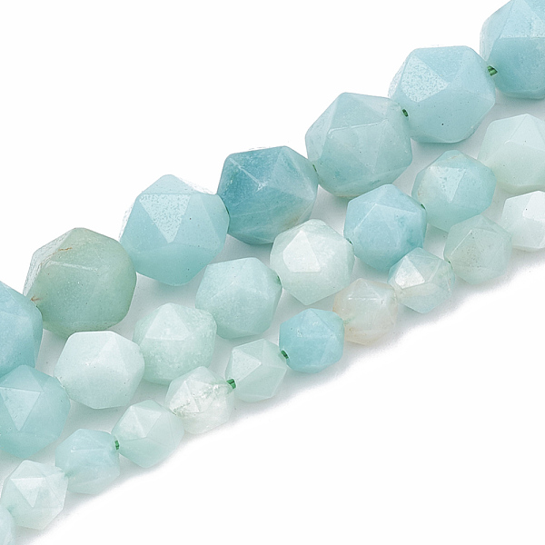 

PandaHall Natural Amazonite Beads Strands, Star Cut Round Beads, Faceted, 6~7x5~6mm, Hole: 1mm, about 59~61pcs/strand, 14.2~14.6 inch...
