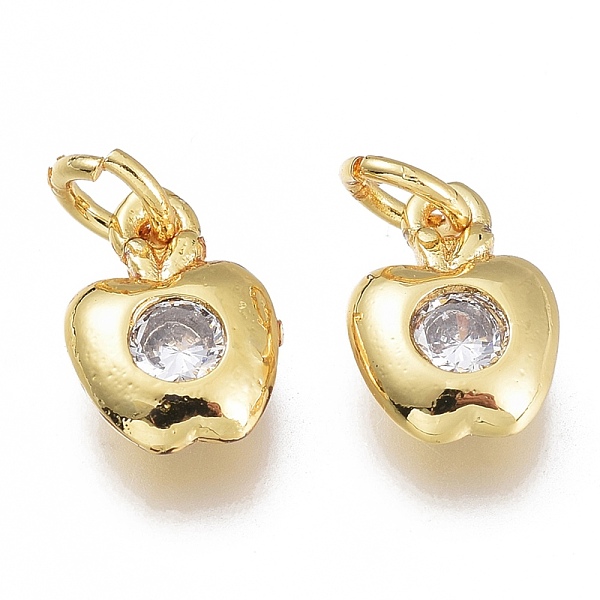 

PandaHall Brass Micro Pave Clear Cubic Zirconia Charms, with Jump Ring, Apple, Golden, 8.5x6x2.5mm, Hole: 1.5mm, Jump Rings: 3.5x0.8mm...