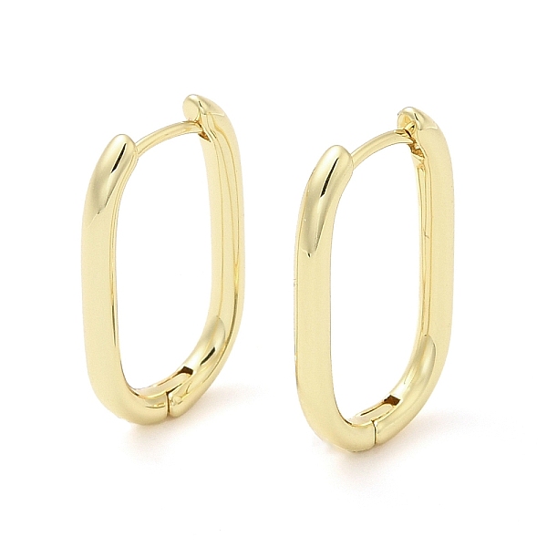 

PandaHall Rack Plating Brass Hoop Earrings, Long-Lasting Plated, Cadmium Free & Lead Free, Oval, Real 18K Gold Plated, 20x12x2mm Brass Oval
