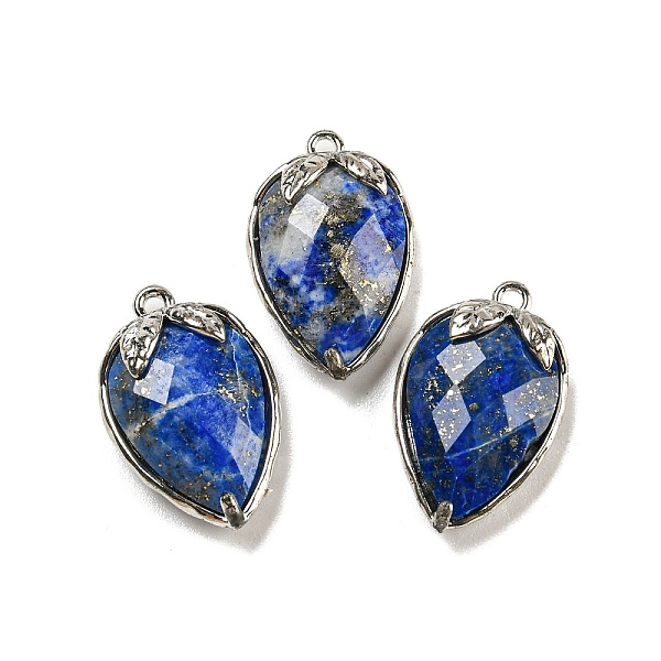

PandaHall Natural Lapis Lazuli Faceted Pendants, Rack Plating Brass Strawberry Charms, Platinum, 18x11x5~5.5mm, Hole: 1.2mm Lapis Lazuli...