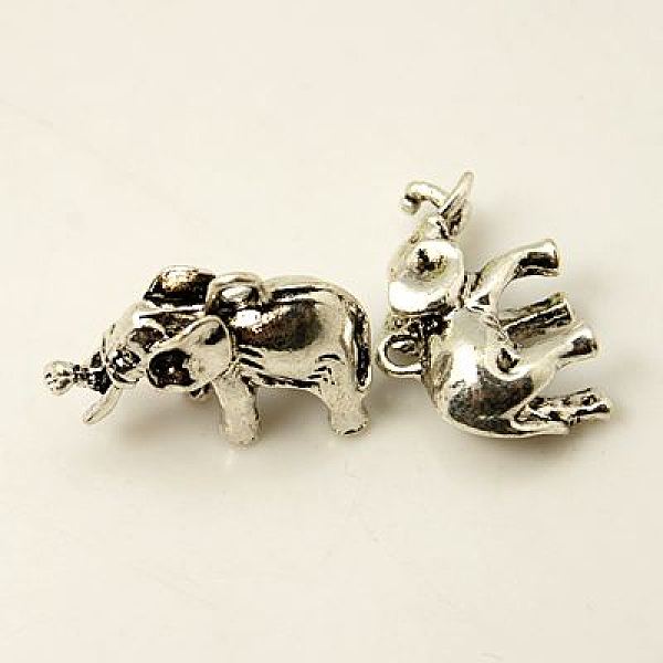 PandaHall Tibetan Style Alloy Pendants, Elephant, Antique Silver, 22x15x7mm, Hole: 2mm Alloy Elephant