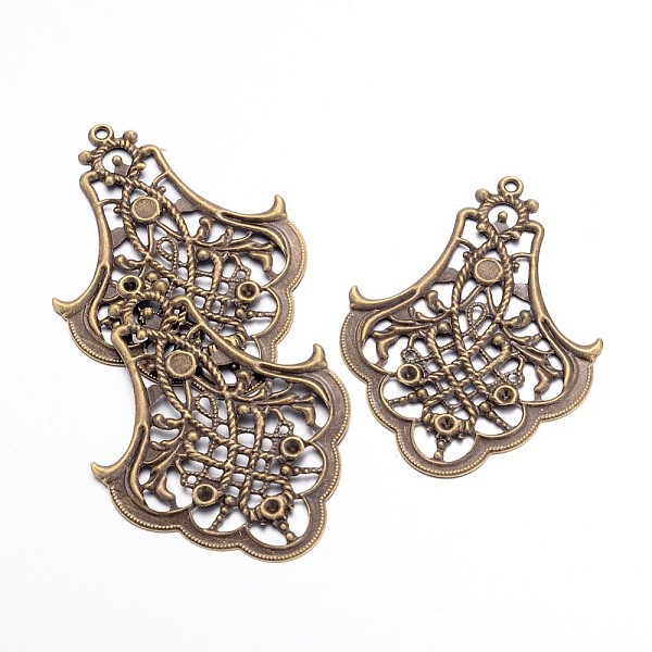 

PandaHall Iron Big Pendants, Antique Bronze, 53x40x1mm, Hole: 2mm Iron Others