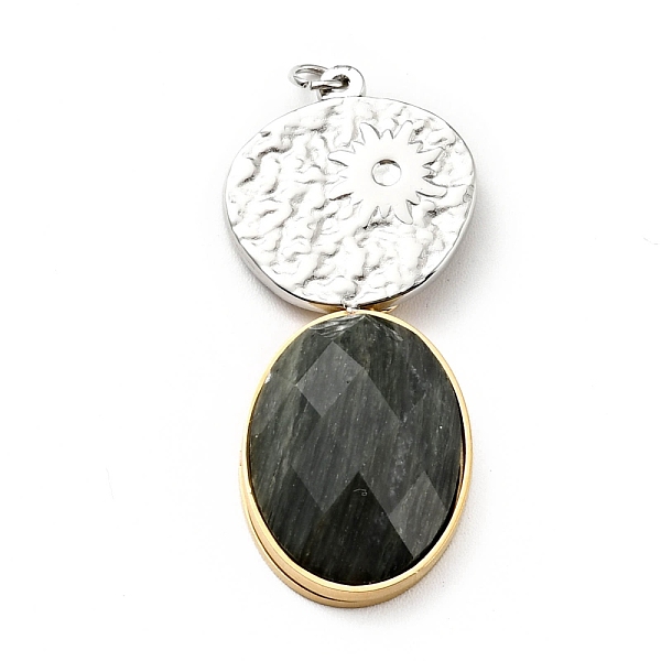 

PandaHall Faceted Natural Green Line Jasper Pendants, with Ion Plating(IP) 304 Stainless Steel Findings, Flat Round & Oval Charms, Golden &...