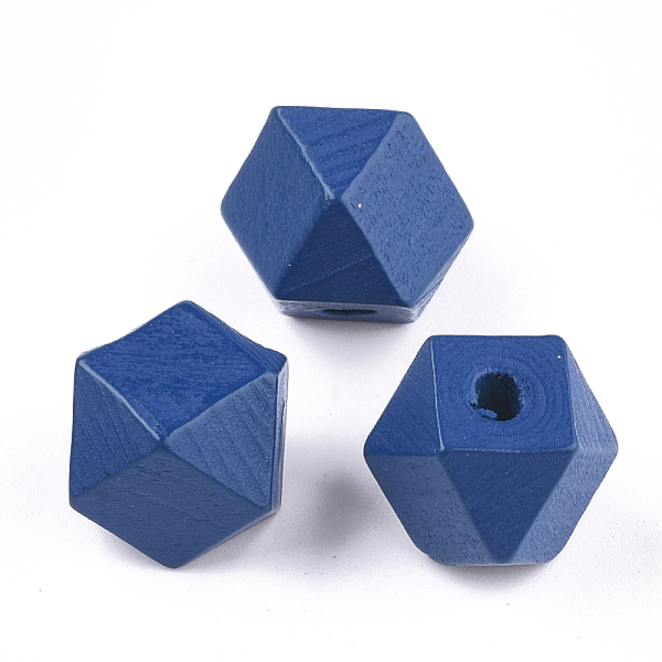 

PandaHall Painted Natural Wood Beads, Polyhedron, Marine Blue, 15.5~16x15.5~16x12mm, Hole: 3mm Schima Wood Others Blue