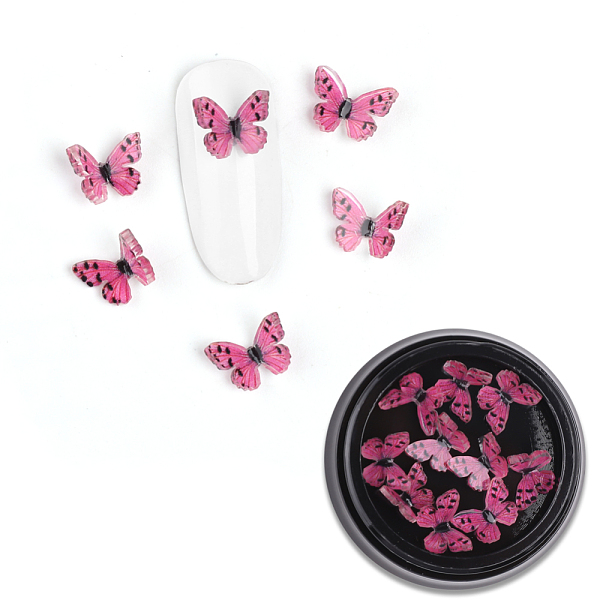 

PandaHall 3D Resin Cabochons, Nail Art Studs, Nail Art Decoration Accessories, Butterfly, Deep Pink, 7.5x7~8x2~3mm, 10pcs/box Resin...