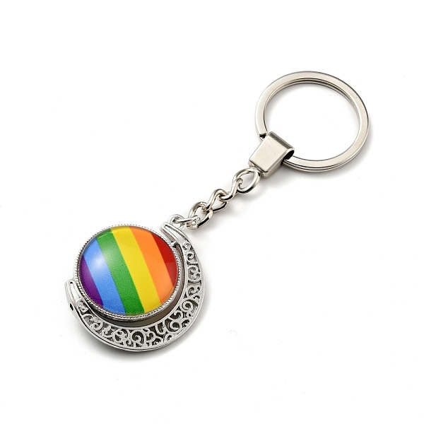 Pride Rainbow Alloy Glass Keychain
