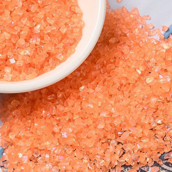 

PandaHall Transparent Electroplate Crushed Glass Craft, AB Color Plated, Irregular Glass Chips, for Nail Arts DIY Vase Filler, Light Salmon...