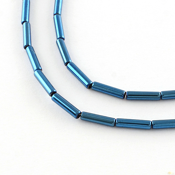 

PandaHall Electroplate Non-magnetic Synthetic Hematite Tube Bead Strands, Blue Plated, 8x2mm, Hole: 1mm, about 51pcs/strand, 15.9 inch...