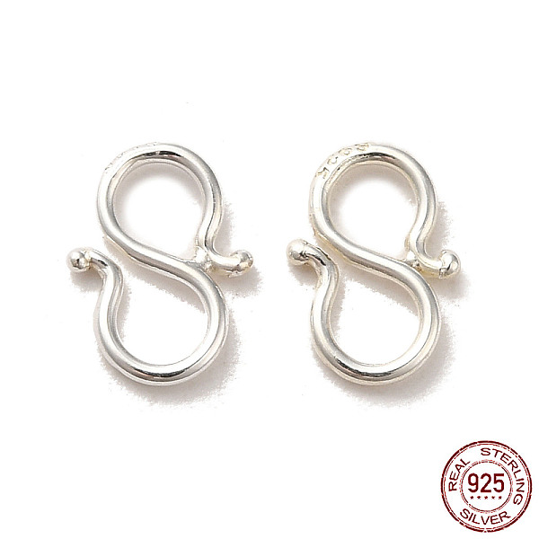 

PandaHall 925 Sterling Silver S Shape Clasps, Silver, 9x6.5x0.8mm Sterling Silver