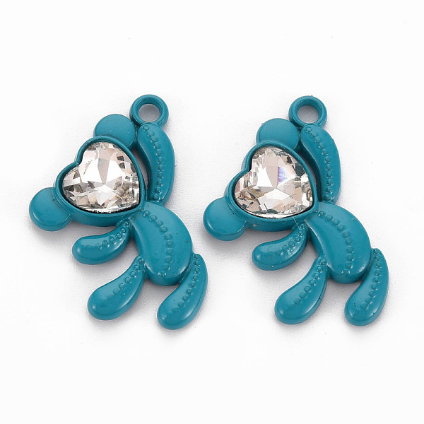 

PandaHall Spray Painted Alloy Rhinestone Pendants, Cadmium Free & Lead Free, Bear, Teal, 26.5x21.5x4.5mm, Hole: 2mm Alloy+Rhinestone Bear..., Cyan