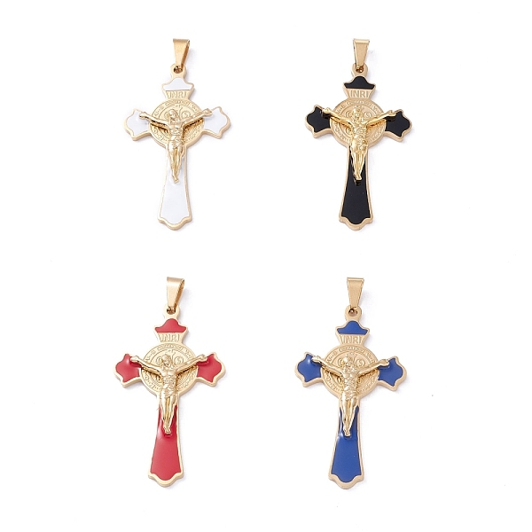 

PandaHall Easter Theme Vacuum Plating 304 Stainless Steel Enamel Pendants, Crucifix Cross, Mixed Color, 55x31x6mm, Hole: 9.5x4.5mm Stainless..., Multicolor