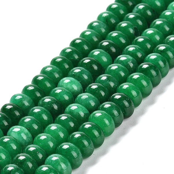 

PandaHall Dyed Natural White Jade Beads Strands, Rondelle, Green, 10x6mm, Hole: 1mm, about 61pcs/strand, 15.20 inch(38.6cm) White Jade...