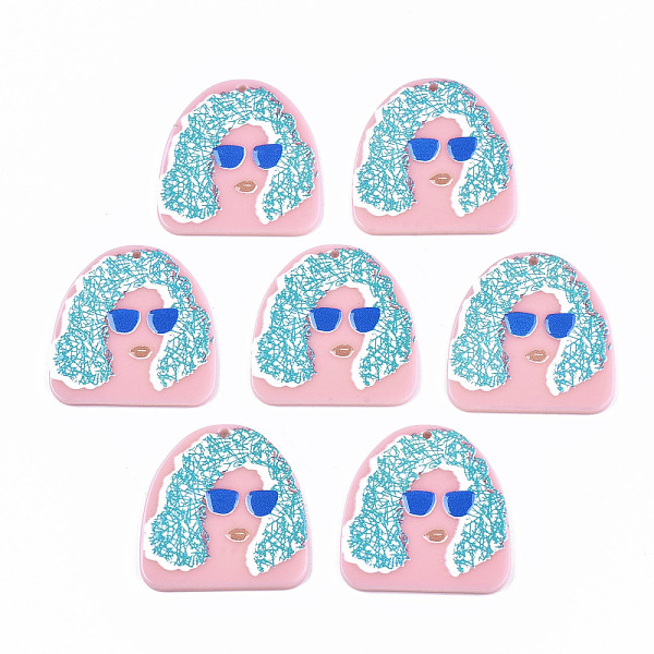 

PandaHall Acrylic Pendants, 3D Printed, Half Oval with Woman Pattern, Pink, 33x32x2mm, Hole: 1.6mm Acrylic Others Pink