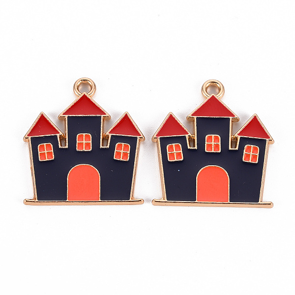 

PandaHall Eco-Friendly Alloy Enamel Pendants, Cadmium Free & Lead Free & Nickel Free, House, Light Gold, Prussian Blue, 25x22.5x1.5mm, Hole...