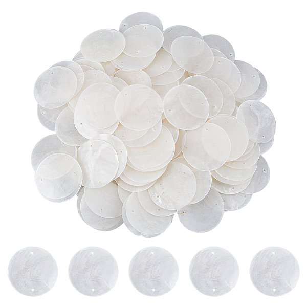 

PandaHall DICOSMETIC 150Pcs Natural Shell Slice Connector Charms, Flat Round Links, Seashell Color, 48.5~50x0.5~0.7mm, Hole: 1.4mm Shell...