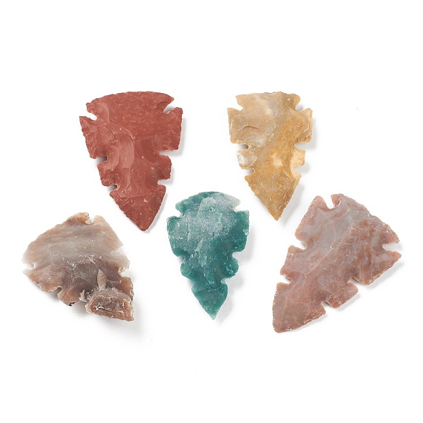 

PandaHall Rouch Raw Natural Indian Agate Beads, No Hole/Undrilled, Hammered Leaf, 49~56x30~37x8~9mm Indian Agate Leaf