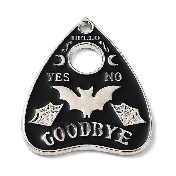 

PandaHall Alloy Enamel Pendants, Platinum, Black Talking Board Pattern Charm, Bat, 25.5x21x1.5mm, Hole: 1.6mm Alloy+Enamel Bat