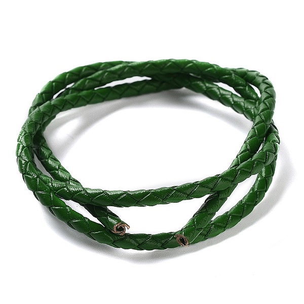 

PandaHall Braided Leather Cord, Dark Green, 3mm, 50yards/bundle Leather