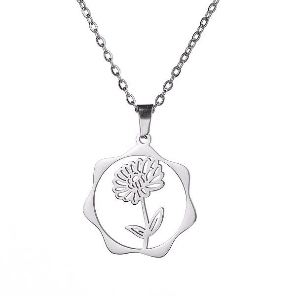 

PandaHall Stainless Steel Pendant Necklaces, November Chrysanthemum, 16.14~19.69 inch(41~50cm) Stainless Steel November Chrysanthemum