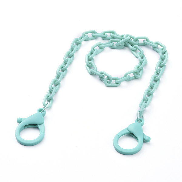 

PandaHall Personalized ABS Plastic Cable Chain Necklaces, Eyeglass Chains, Handbag Chains, with Plastic Lobster Claw Clasps, Cyan...