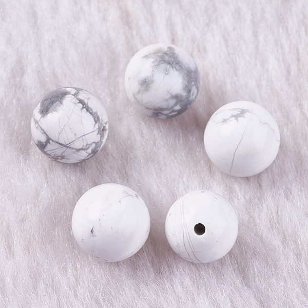 

PandaHall Natural Howlite Beads, Half Drilled, Round, 8~9mm, Hole: 1.2mm Howlite Round