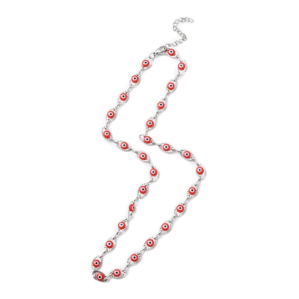

PandaHall Evil Eye Plastic Link Chain Necklace, 304 Stainless Steel Jewelry for Women, Red, 17-1/2~17-5/8 inch(44.4~44.7cm) 304 Stainless...