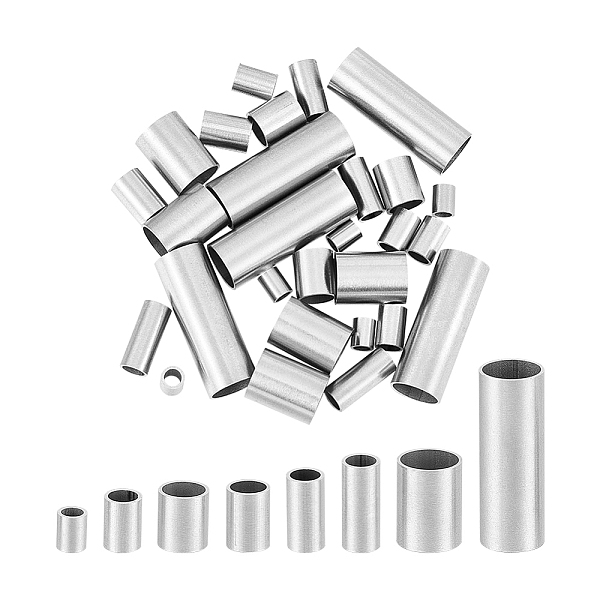 

PandaHall UNICRAFTALE 40 Pcs 8 Sizes 5/7/8/8.5/10/12/25mm Tube Spacer Beads Stainless Steel Loose Beads Tube Large Hole Spacer Beads Smooth...