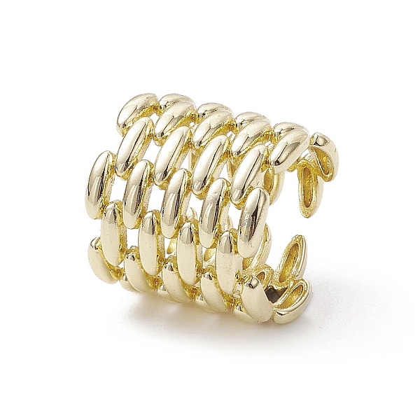 

PandaHall Rack Plating Brass Open Cuff Ring, Hollow Wide Band Rings, Real 18K Gold Plated, Inner Diameter: 17.6mm Brass