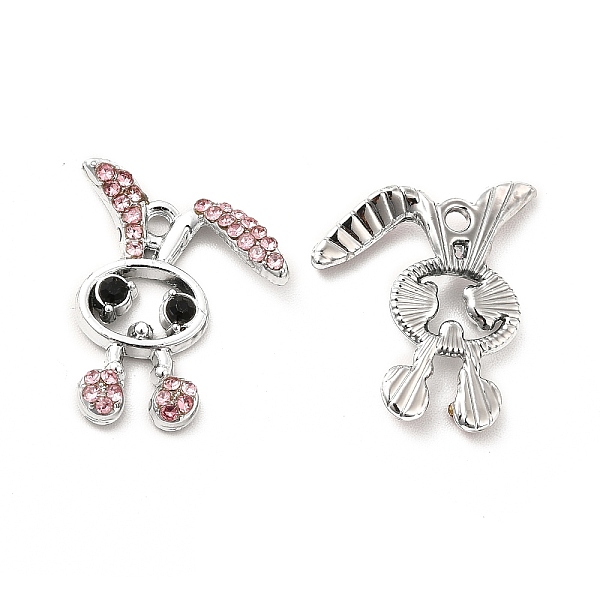

PandaHall Alloy Rhinestone Pendants, Rabbit Charms, Platinum, Light Rose, 21x17x4mm, Hole: 1.6mm Alloy+Rhinestone Rabbit Pink