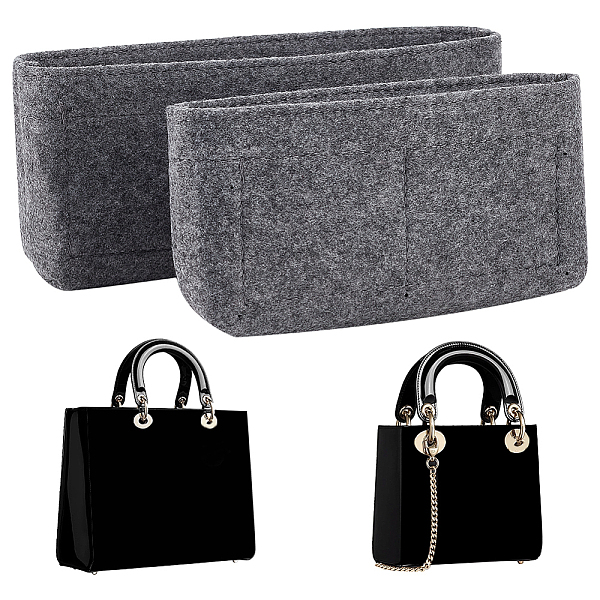

PandaHall WADORN 2 Styles Handbag Felt Organizer Insert, Tote Bag Organizer Insert with Zipper Bag in Bag Divider Organizer Soft Multiple..., Gray