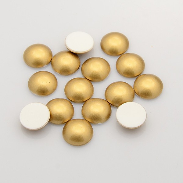 

PandaHall Acrylic Cabochons, Half Round, Goldenrod, 12x4.26~4.46mm Acrylic Half Round Gold