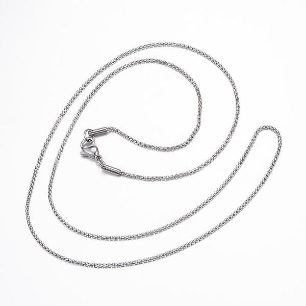 

PandaHall 304 Stainless Steel Box Chain Necklaces, with Lobster Claw Clasps, Stainless Steel Color, 23.6 inch(60cm) 304 Stainless Steel
