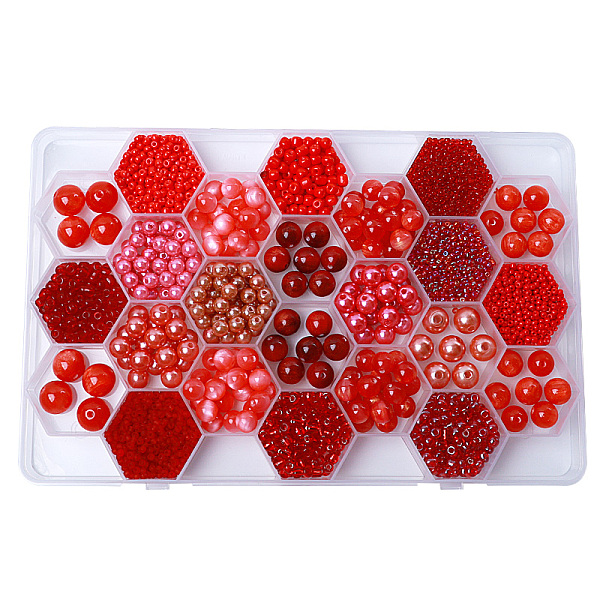 

PandaHall DIY 24 Style Acrylic & Resin Beads Jewelry Making Finding Kit, Round & Rice, Red, 2.2~12x1.5~11.5mm, Hole: 0.7~2.2mm Acrylic Mixed...