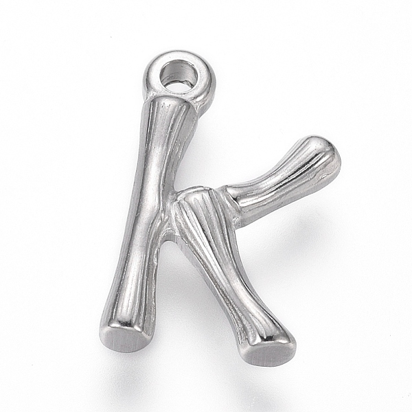 

PandaHall 304 Stainless Steel Pendants, Bamboo Shaped Letter, Stainless Steel Color, Letter.K, 17.5~19x10~16x3~4mm, Hole: 1.8~2mm 304...