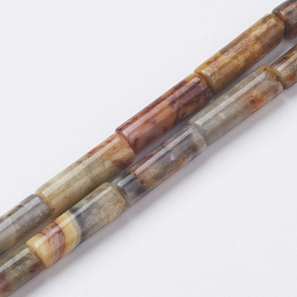 

PandaHall Natural Crazy Lace Agate Bead Strands, Tube, 13~14x3.5~5mm, Hole: 1mm, about 29pcs/strand, 15.1~15.7 inch(385~400mm) Crazy Agate...