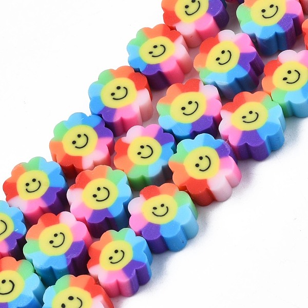 

PandaHall Handmade Polymer Clay Bead Strands, Flower with Smile, Colorful, 8~10x8~10x4~5mm, Hole: 1.2~1.6mm, about 38~40pcs/strand, 12.99...