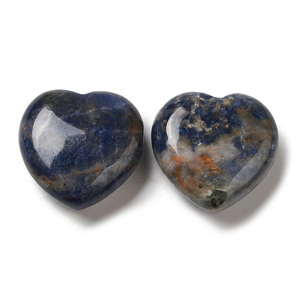 

PandaHall Natural Sodalite Healing Stones, Heart Love Stones, Pocket Palm Stones for Reiki Ealancing, 30x30x11.5~12.5mm Sodalite Heart