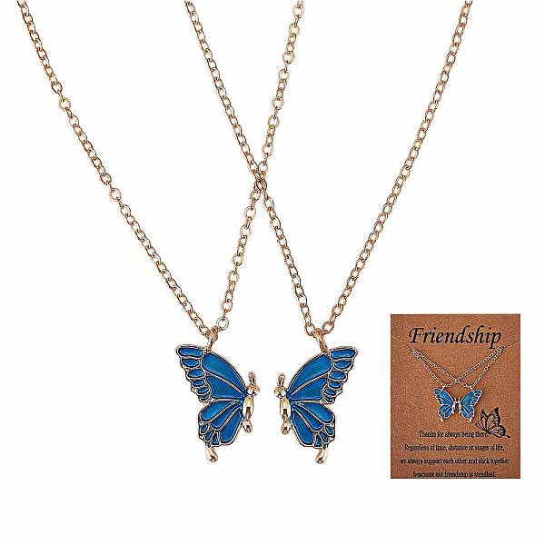 2pcs ensemble de colliers pendentif papillon assortis