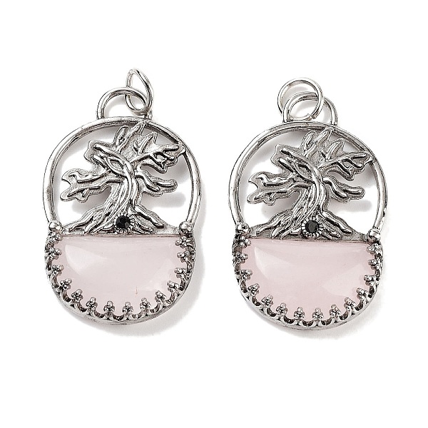 

PandaHall Natural Rose Quartz Bag Pendants, Rack Plating Antique Silver Plated Brass Tree Charms, Cadmium Free & Lead Free, 41x26x6mm, Hole...