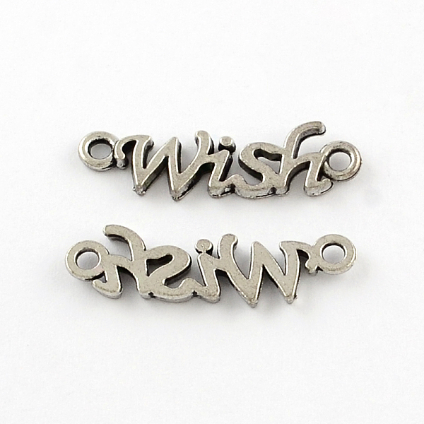 

PandaHall Tibetan Style Zinc Alloy Links connectors, Word Wish, Lead Free & Cadmium Free, Antique Silver, 7x28x2mm, Hole: 2mm, about...