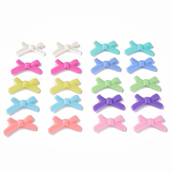 

PandaHall Opaque Acrylic Beads, Bowknot, Mixed Color, 20x34x5.5mm, Hole: 1.8mm, about 435pcs/500g Acrylic Bowknot Multicolor