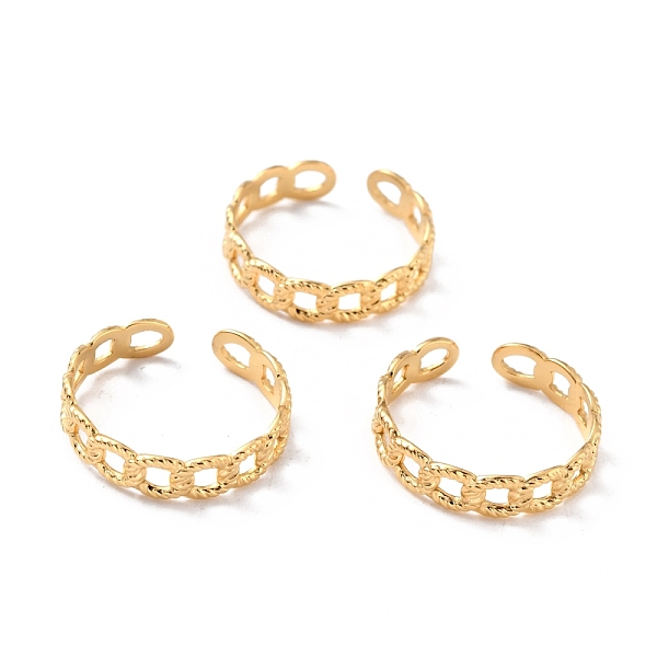 

PandaHall Ion Plating(IP) 304 Stainless Steel Finger Rings, Cuff Rings, Long-Lasting Plated, Textured Curb Chain Shape, Golden, US Size 7...
