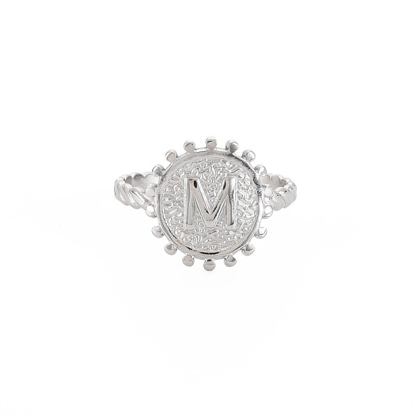 

PandaHall 304 Stainless Steel Flat Round with Initial Letter Open Cuff Ring for Men Women, Letter.M, US Size 10 3/4(20.3mm) 304 Stainless...