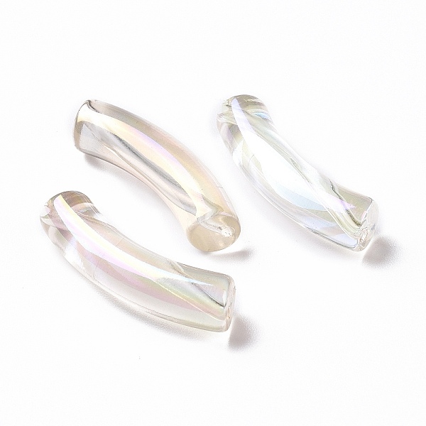

PandaHall UV Plating Transparent Rainbow Iridescent Acrylic Beads, Curved Tube, Clear, 32~33x10x8mm, Hole: 1.6mm Acrylic Tube Clear