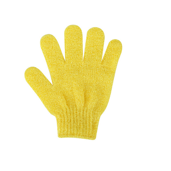 PandaHall Nylon Scrub Gloves, Exfoliating Gloves, for Shower, Spa and Body Scrubs, Yellow, 185x150mm Nylon Others