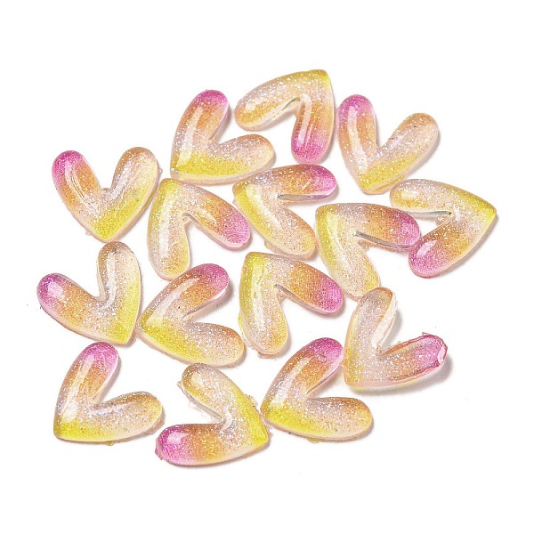 

PandaHall Luminous Transparent Resin Decoden Cabochons, Glow in the Dark Heart with Glitter Powder, Camellia, 9x9.5x2mm Resin Heart Pink
