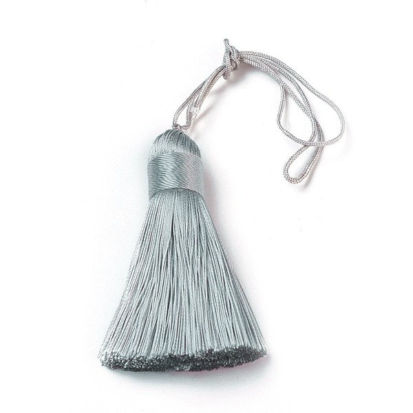 

PandaHall Polyester Tassel Big Pendants, Ice Silk Tassel, Light Grey, 50~57x12mm Polyester Gray